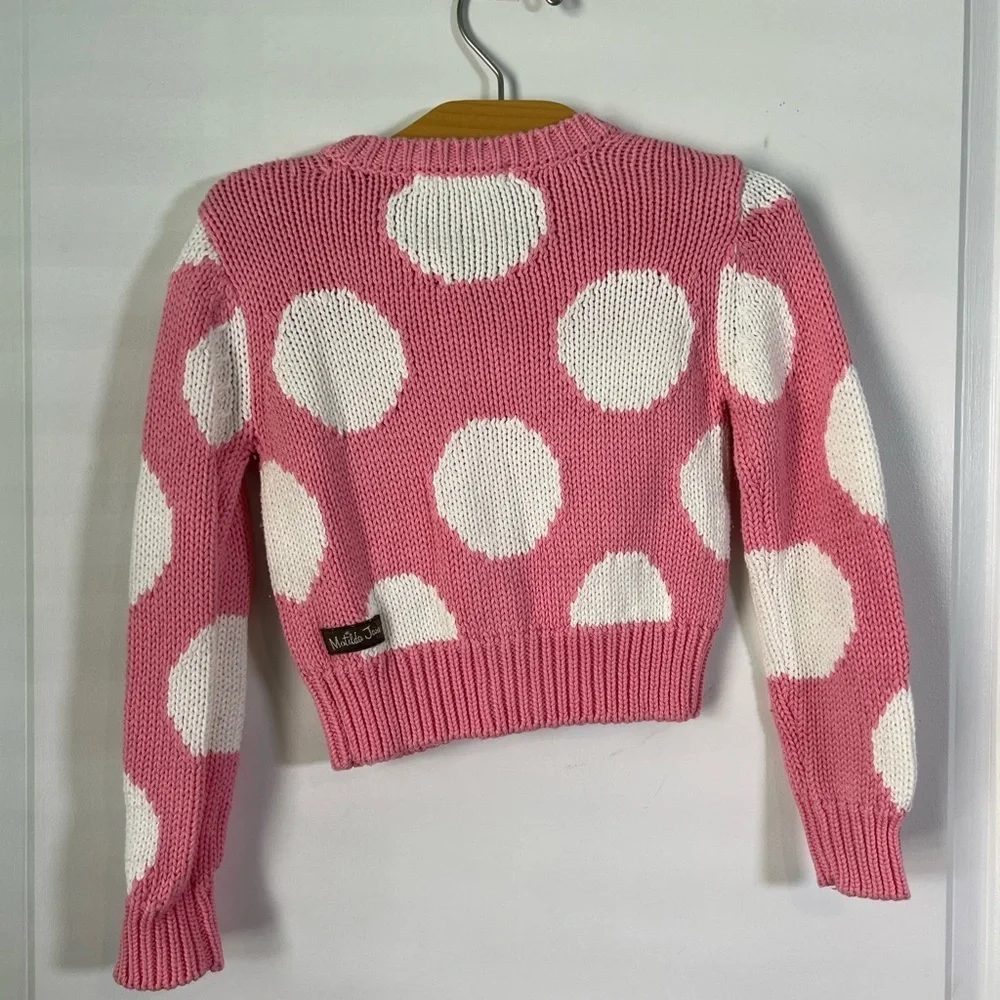 🍒 Matilda Jane Pink + White Sweater Cardigan size 2